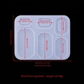 Rectangular silicone earring mold with six geometric shapes for DIY resin crafting - Square Earring Mold ED#09