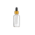 50ml; Gold Ring + Black Rubber Dropper + Clear Bottle; Glass