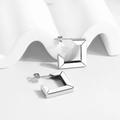 Minimalist square geometric hoop earrings in polished silver finish for women - Silver Square