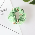 Pale green scrunchie with realistic avocado print made of smooth satin fabric - 10# Green Avocado