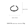 Detailansicht des Punk-Leder-Chokers mit Silber-Schmetterlingen und Größenangaben - Dunkle Kreuzhalskette X3817B