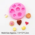 Pink silicone mold A204 for DIY miniature clay biscuits and sweets 7.5cm diameter - 2# (Heart/Spiral) / Pink