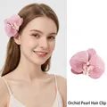 French retro phalaenopsis orchid hair clip with pearl center in soft pink and purple - Light Pink