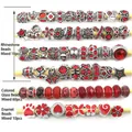 DIY charm jewelry set featuring red crystal beads, enamel pendants, and alloy spacers - Red Series - 80Pcs