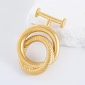 Close-up of French retro gold sandblasted bag buckle featuring double textured rings - Spiral Textured Round Ring Buckle