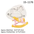 Pink rocking horse silicone mold for fondant and chocolate cake decorations - Rocking Horse Style (15-1176) / Gray