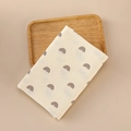 Muslin baby swaddle blanket with brown rainbow print on beige cotton fabric tray - 100x100cm / Small Rainbow