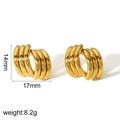 18k vergoldete dreifach verschlungene Creolen 17mm breit x 14mm hoch für Damen - Dreilinien-Kreuzungsstil (TE6838-G) / Gold