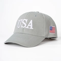 Cappellino da baseball grigio con ricamo USA bianco e toppa bandiera americana sulla parte laterale - Grigio