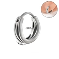 Silver stainless steel double layer huggie hoop earring with 10.8mm inner diameter - NO 11 - Minimalist Double Layer