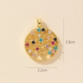 Detail shot of a Tree of Life pendant with colorful gems and size markings - 0370-14 Gold Round Colorful Pendant