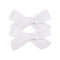 Set of two white linen bow hair clips featuring a minimalist rustic texture and design - Bow Hair Clips Set / White
