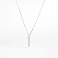 S925 sterling silver necklace featuring a minimalist vertical bar pendant with white zircons - 925 Silver / Letter I