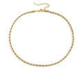 Collier chaîne maille corde torsadée dorée en acier inoxydable avec fermoir mousqueton - Or 4mm 42+5cm (YX32859)
