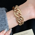 Polished gold chunky chain link bracelet for women in a luxury minimalist style - Bracelet - Gold