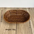 Dark brown oval woven food basket made of imitation rattan, size 24x17x6cm - Oval Small / Dark Coffee