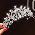Couronne argentée pour fille avec cristaux étincelants et diamant central en forme de goutte - 8# Couronne de princesse douce