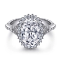 Oval cut zircon 925 sterling silver halo ring with retro beaded edges for women - US Size 5 / TL-460 Silver Oval Halo Bead Edge Vintage Ring