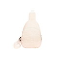 Minimalist cream white plush crossbody chest bag for kids with fuzzy fleece texture - Off White