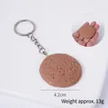 Realistic brown cookie keychain made of resin with silver metal ring and chain 13g - Coffee Round Cookie - Keychain