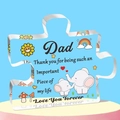 Transparent acrylic puzzle piece desk plaque for Dad with heart warming message - Dad Cartoon Style (Q32)