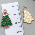 Green Christmas tree alloy pendant with white snowflake and red hat for DIY jewelry - Green Christmas Tree Hat (22x13mm)