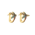 Gold starfish earrings with multi-color zircon stones shown in a clean studio setting - Starfish Shape