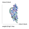 Elegante spilla a foglia di grano con cristalli blu e viola in finitura argento, 8,6 cm - Blu