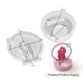 DIY silicone mold for romantic heart candle holders with couple silhouette and dimensions - Round Base + Couple Insert Set