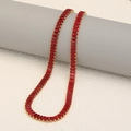 18K gold plated stainless steel tennis necklace with sparkling red rectangle crystals - Gold-Red Necklace