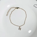 Minimalist 18K gold plated bracelet featuring a sparkling zircon initial H pendant - Letter H