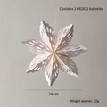 24cm white glowing paper snowflake lantern with warm LED light and cutout pattern - 7-Point Snowflake Star Lamp / 24cm