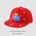 Kids flat-brim hip-hop hat in vibrant red with blue monster patch and dinosaur patterns - Kids 3-10 Years (50-54CM) / Dinosaur Red