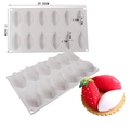 Detailed view of 12-cavity silicone banana mousse mold with precise dimensions in centimeters - 12-Cavity Mango