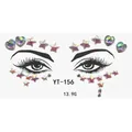 Macro detail of YT-156 iridescent star and heart acrylic face gems for party makeup - Iridescent Star and Heart Symmetrical Style (YT-156)