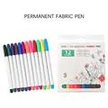 12-color permanent fabric marker set for DIY garden coloring pillowcase designs - Permanent Fabric Pens (Twelve Colors)