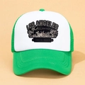 Vintage LOS ANGELES Trucker Cap mit grünem Netz und kalifornischem Palmen-Design-Print - Grün