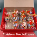 Christmas ball erasers set with holiday icons like Santa and snowflakes in festive red box - Christmas Ball Eraser