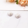 Silver textured spherical magnetic clasp for DIY necklace and bracelet jewelry making - Silver Dotted Ball 10mm