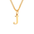 Collar personalizado de acero inoxidable dorado con colgante de letra J y cadena O - Letra J (Oro Rosa)
