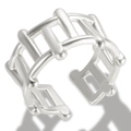 Minimalist V-shaped hollow cage ring in silver finish with adjustable open band - Style H Steel Color