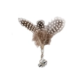 Cat wand toy refill with guinea fowl feathers and twin silver bells on a metal clip - No. 6 Feather Replacement Head