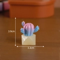 Mini pink and blue gradient cactus resin succulent figurine with 3.9cm height base - No. 12 Pink Blue