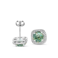 Elegant S925 sterling silver square halo stud earrings with brilliant moissanite stone - Blue-Green Multi-facet (1ct*2)