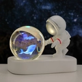 Astronaut night light featuring a 3D laser-engraved dolphin crystal ball on base - Sphere / Single Dolphin (Multicolor Light)