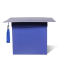 Blue mortarboard graduation card box with matching tassel for ceremony party decor - No Pattern / Solid Blue