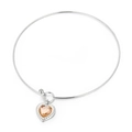 Silver stainless steel choker featuring a champagne glass stone heart pendant - Silver Champagne Heart Style (KN233251-Z)