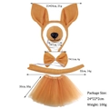 Orange kangaroo costume set with ears headband, tutu, bow tie, nose and tail for parties - Earthy Yellow Kangaroo 4-Piece Set + Light Brown Tutu Skirt