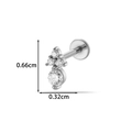 Silberner Lippenstecker aus Titanstahl mit Zirkonia-Steinen und 0,66 cm Höhe - 5# Vier-Diamant-Array-Stil (2623-5# Silber)