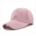 Pink corduroy baseball cap with vertical textured stripes and curved brim for outdoor style - Adjustable / Light Pink